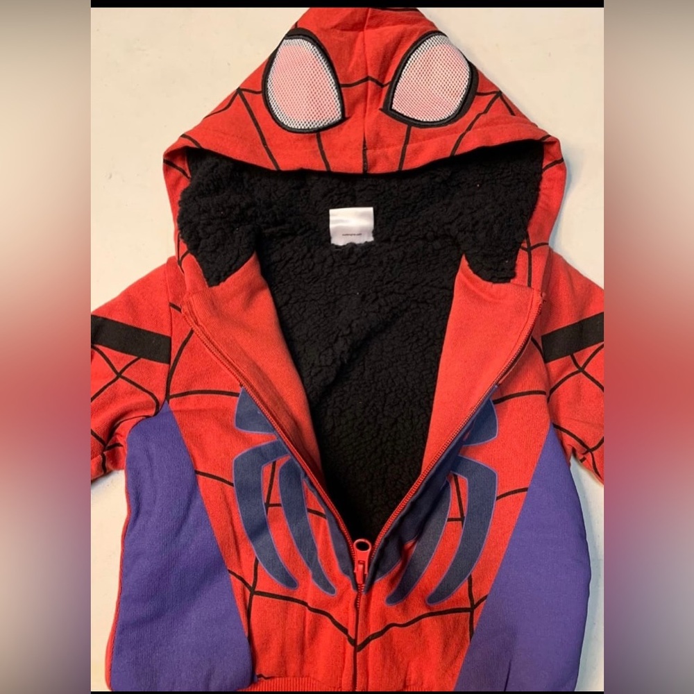 New Marvel Spiderman boys size 2T Sherpa fleece lined hoodie - Picture 2 of 3